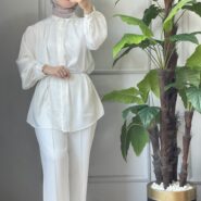 İnci Beyazı Saten Gömlek (3)