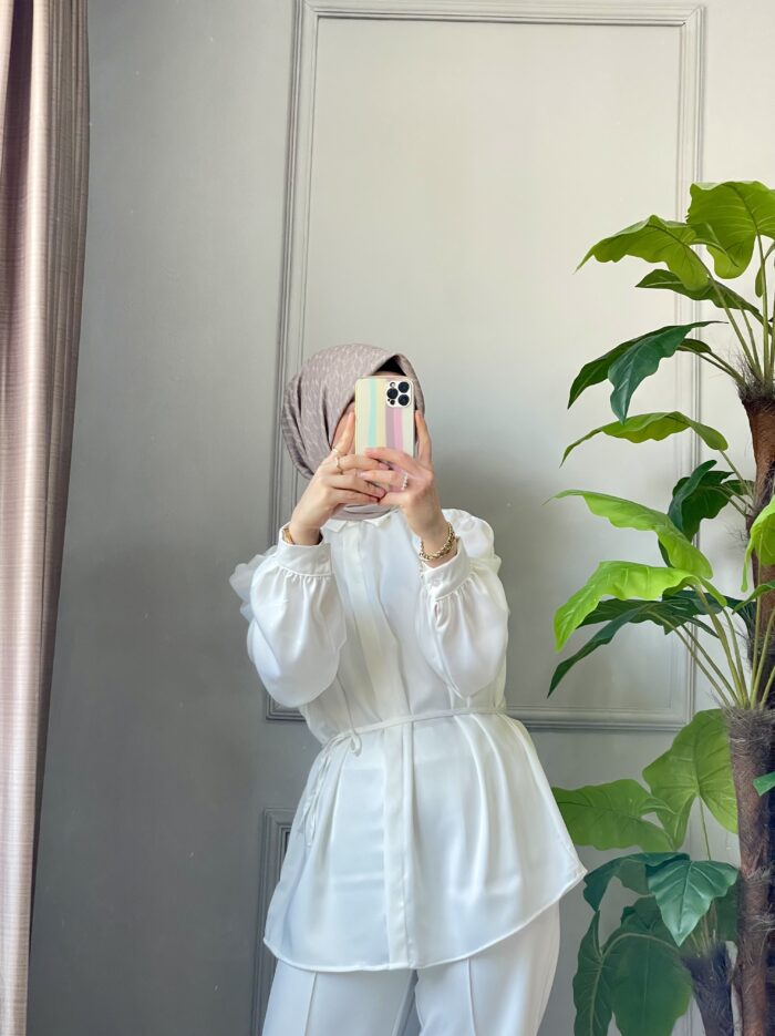 İnci Beyazı Saten Gömlek (4)