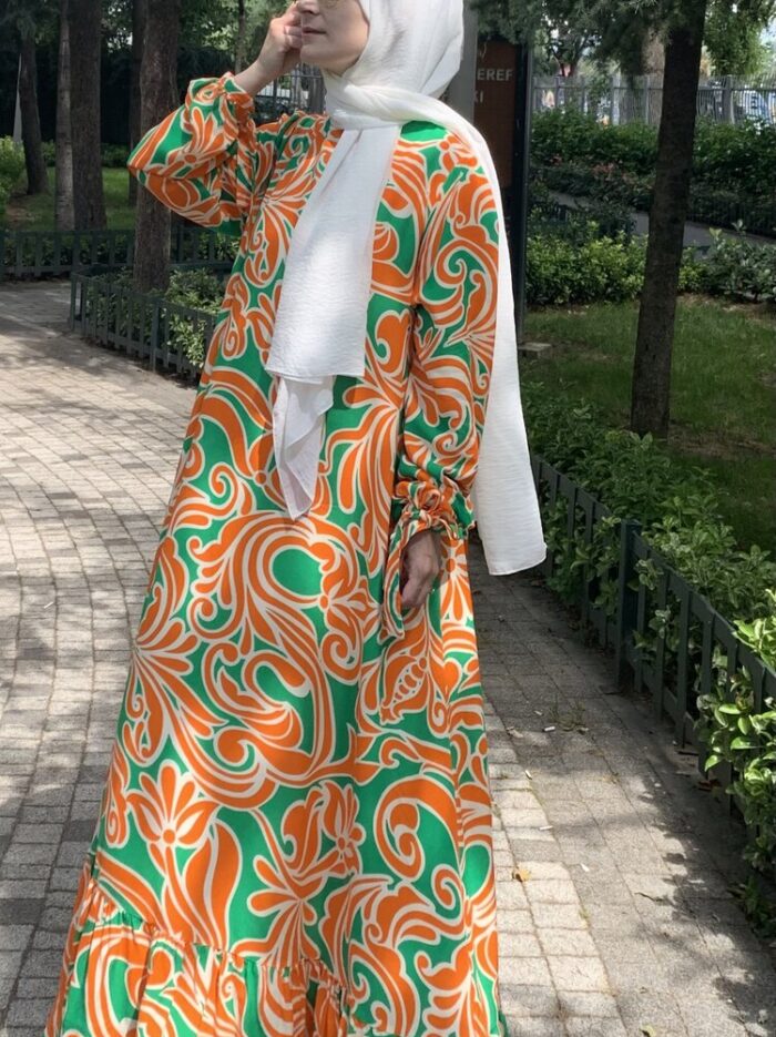 Viskon Elbise 🧡💚 (1)