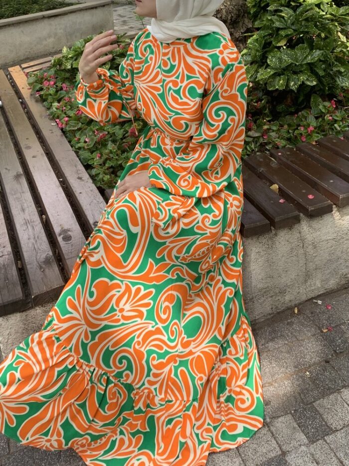 Viskon Elbise 🧡💚 (2)