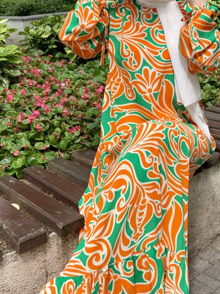 Viskon Elbise 🧡💚 (3)