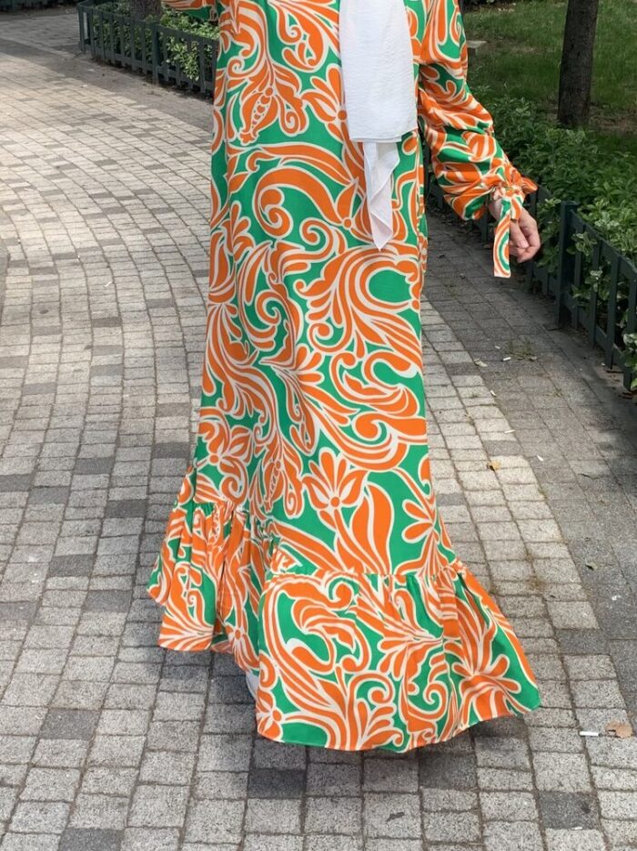 Viskon Elbise 🧡💚 (4)