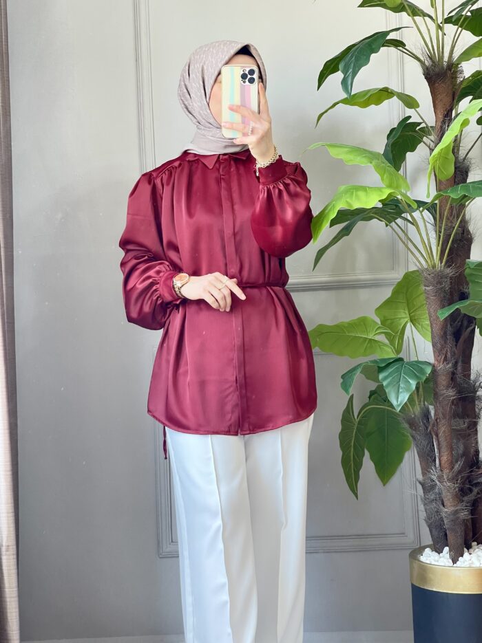 bordo saten gömlek (3)