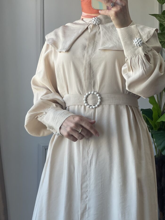 krem rengi ferace elbise (2)