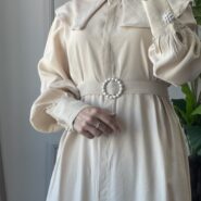 krem rengi ferace elbise (2)