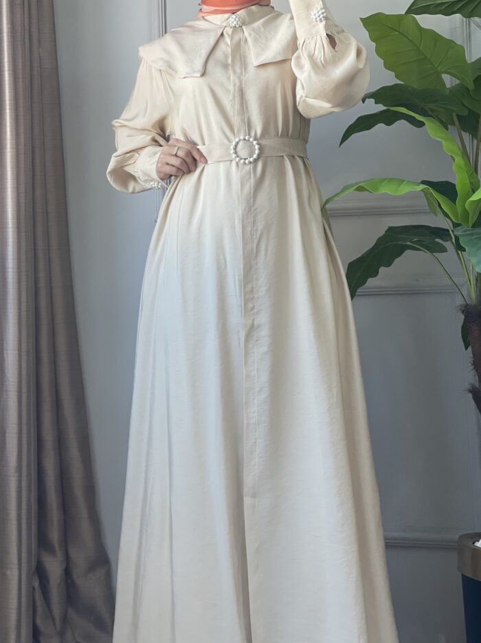 krem rengi ferace elbise (3)