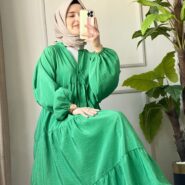 sandy elbise zümrüt yeşilil (2)