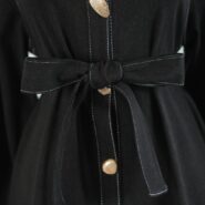 Siyah Kendinden Fularlı Astarlı Trenç Kot Elbise 2